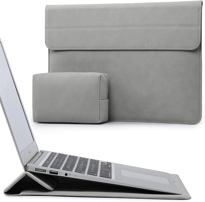HYZUO 15 Inch Laptop Case Bag Sleeve with Stand for MacBook Air 15 M5 M4 A3241 M3 A3114 M2 A2941 2026-2023, 15" Surface Laptop 7/6/5/4/3, MacBook Pro 15 A1990 A1707 2019-2016, Light Gray
