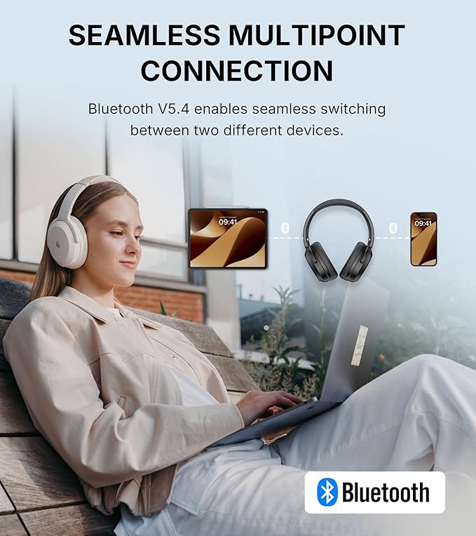 Edifier WH700NB Pro Wireless Over-Ear Headphones with Active Noise Cancellation, Hi-Res Audio, Bluetooth V5.4, Multi-Point Connection, Al Clear Calls, Fast Charging, Foldable (Black)