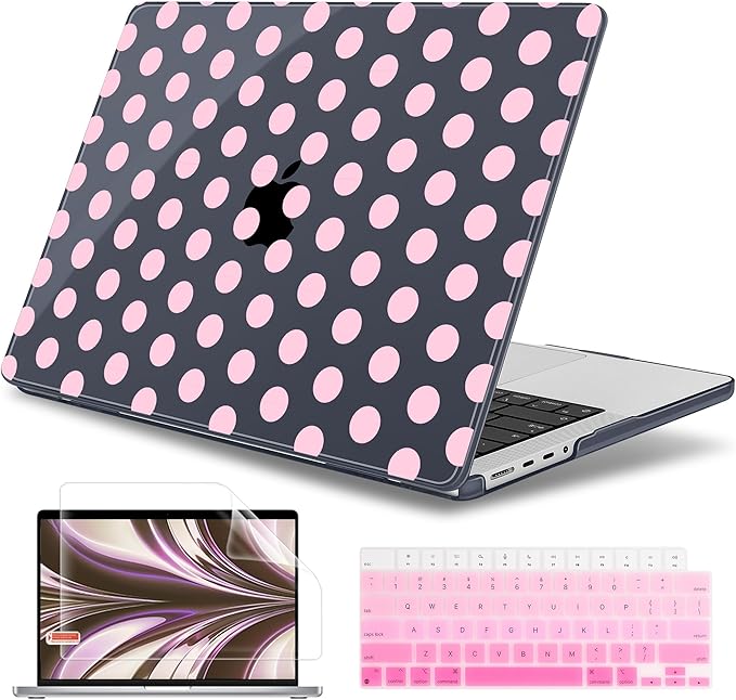 May Chen for 2026 MacBook Pro 14-inch M5 M4 M3 M2 M1 Pro/Max Chip, Release 2026 2025-2021, Model A3427 A3426 A3434 A3112 A3401 A3185, Plastic Hard Shell with Keyboard Cover, Pink Dots