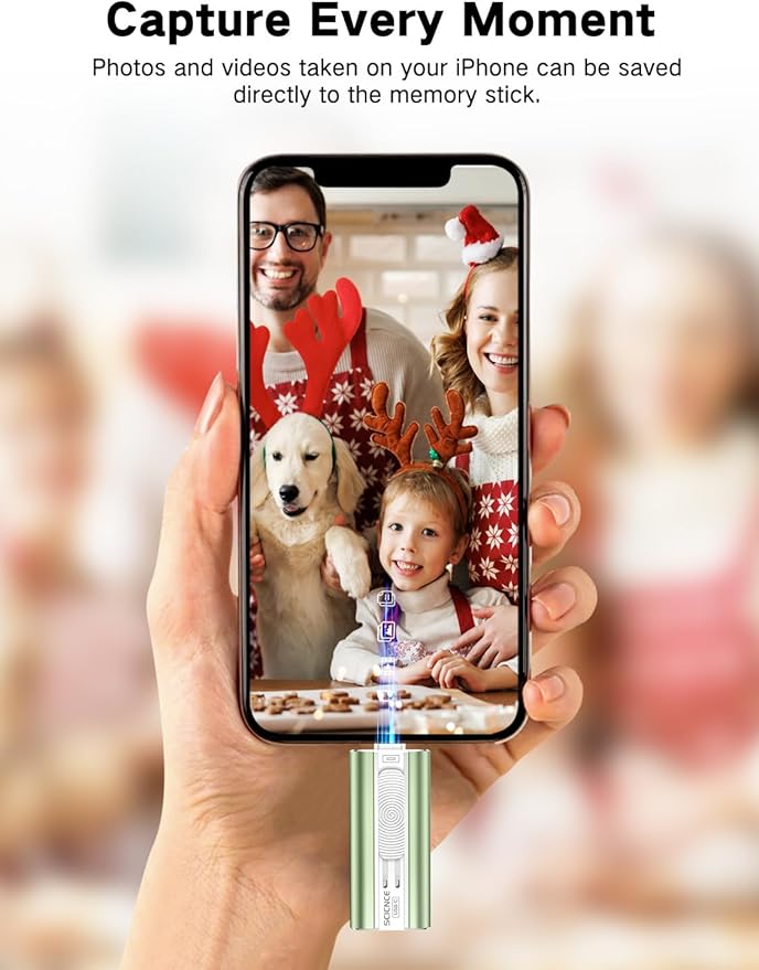 256GB Flash Drive Intended for Phone, USB External Memory Stick Storage Backup for Photos Videos, Plug and Play No APP Required, Compatible with iPhone iPad Android and PCs (1 Pack-Green)