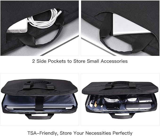 14 15 Inch Waterproof Laptop Sleeve Men Women TSA Briefcase for MacBook Pro 14 M5/M4/M3/M2/M1, Macbook Air 15 M5/M4/M3, Dell Inspiron 14/XPS 15, Lenovo Acer HP ASUS Chromebook 14 Carring Case, Black
