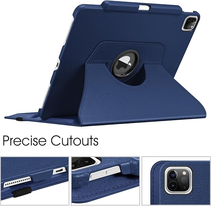 Fintie Rotating Case for iPad Pro 12.9-inch 6th Generation 2022-360 Degree Swiveling Protective Cover with Pencil Holder, Auto Sleep/Wake, Also Fit iPad Pro 12.9" 5th/4th/3rd Gen, Navy
