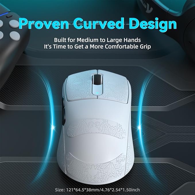 ATTACK SHARK V5 Wireless Gaming Mouse with 42000 DPI -PAW3950 MAX Sensor -55g Ultra-Lightweight-Nordic 52840 MCU,Wired/BT/2.4GHz Wirelss Programmable Mouse for PC/Mac (White Sticker)