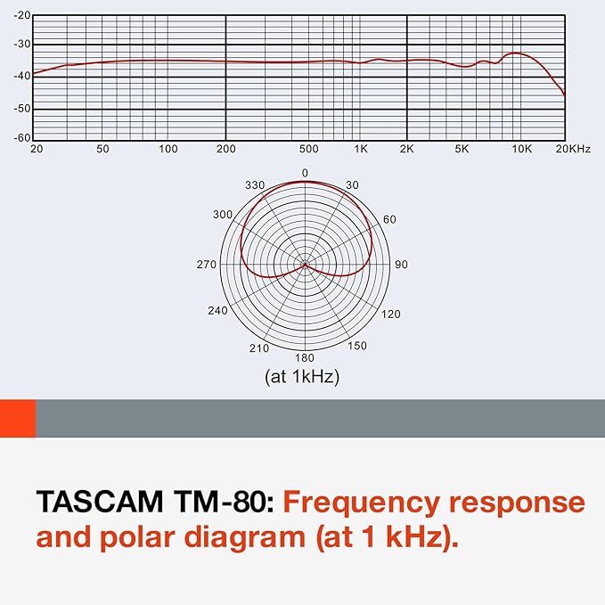 Tascam TM-80 Large Diaphagm Condenser Microphone,Silver