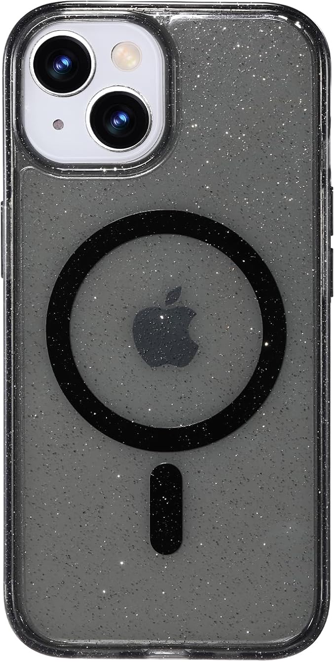 Tigowos for iPhone 15 Glitter case Fits MagSafe Anti-Stain Non-Yellowing Shockproof Impact Case Fits iPhone 15 Phone Cases 6.1", Glitter Black