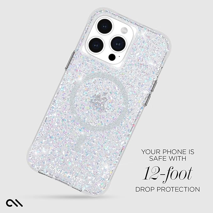 Case-Mate iPhone 15 Pro Max Case for Women - Compatible with MagSafe - 12ft Drop Protection - 6.7" Stylish Magnetic Case for iPhone 15 Pro Max - Shockproof, Anti-Scratch Phone Cover - Twinkle Disco