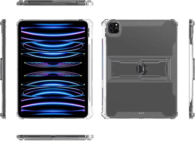 Dteck for Apple iPad Air (3rd Gen), Pro 10.5 Inch 2017 Release Slim Clear Case with Kickstand/Pencil Holder, Shockproof Reinforced Corners, Lightweight Protective Thin Tablet Back Cover, Transparent