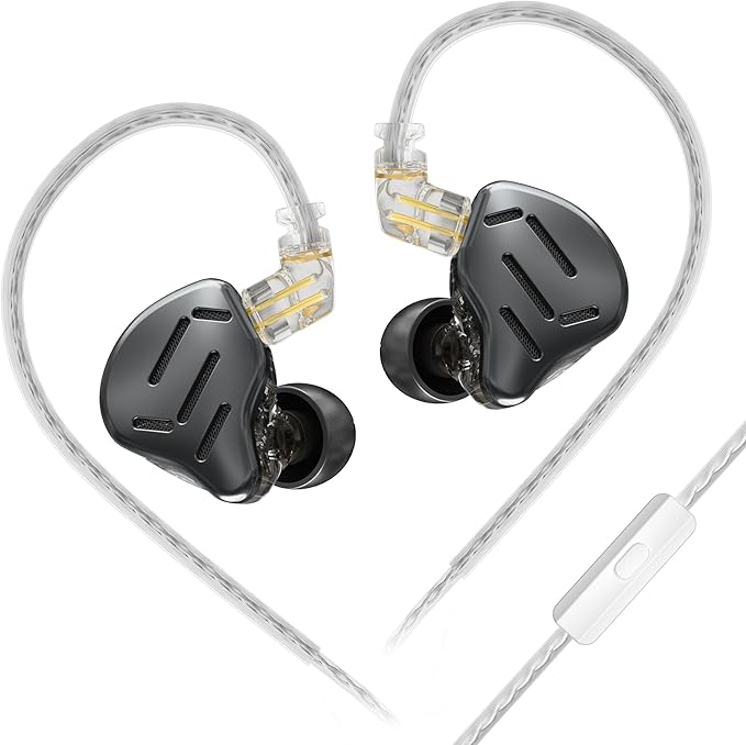 KZ Zax in Ear Headphones 7BA+1DD Hybrid 16 Drivers HiFi Noise Cancelling Wired Earbuds, Zin Alloy Shell Metal Earphone in Ear Monitor with 3.5mm Jack Detachable 2 Pin 0.75mm Cable (with mic, Black)