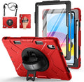 Case for iPad (A16) 11th/10th Generation Case: Protective Cover for iPad 11th Gen 11 Inch 2025 &10th Gen 10.9" 2022 with Screen Protector- Stand- Shoulder Strap- Handle- Pencil Holder-Black+Red