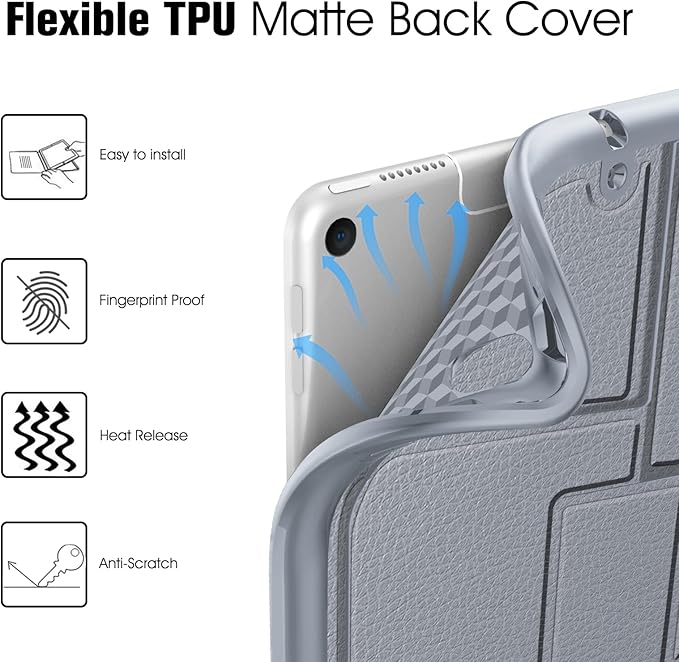 Fintie Magnetic Stand Case for iPad Air 10.5" (3rd Generation) 2019 / iPad Pro 10.5" 2017, Multi-Angle Viewing Rugged Soft TPU Back Cover with Pencil Holder, Auto Wake/Sleep, Cloudy Blue