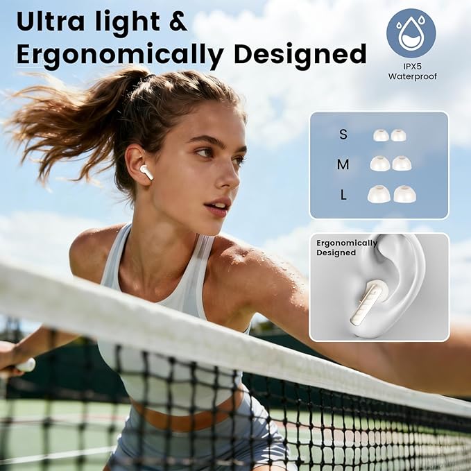 Wireless Earbuds with Smart Touch Screen Bluetooth in-Ear Headphones ANC Noise Cancelling Clear Calls 60H Playtime IPX5 Waterproof Earbuds for Sports Gym Work Travel