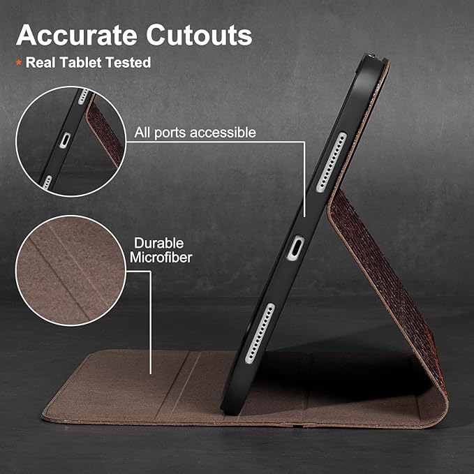 Gexmil Leather Case for iPad mini 7 (A17 Pro) 2024 / iPad mini 6 Generation 2021 8.3 Inch,Premium Cowhide Cover with Adjustable Stand, Auto Wake/Sleep,Brown Crocodile