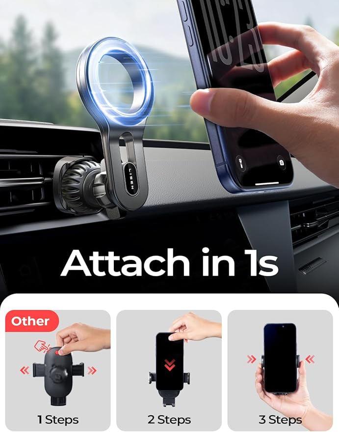 LISEN for MagSafe Car Mount, Magnetic Phone Holder for Car Air Vent Phone Mount, Hands Free Car Phone Mount Phone Holders for Your Car Accessories for Women Men for iPhone 17 Pro Max, Gifts for Mom