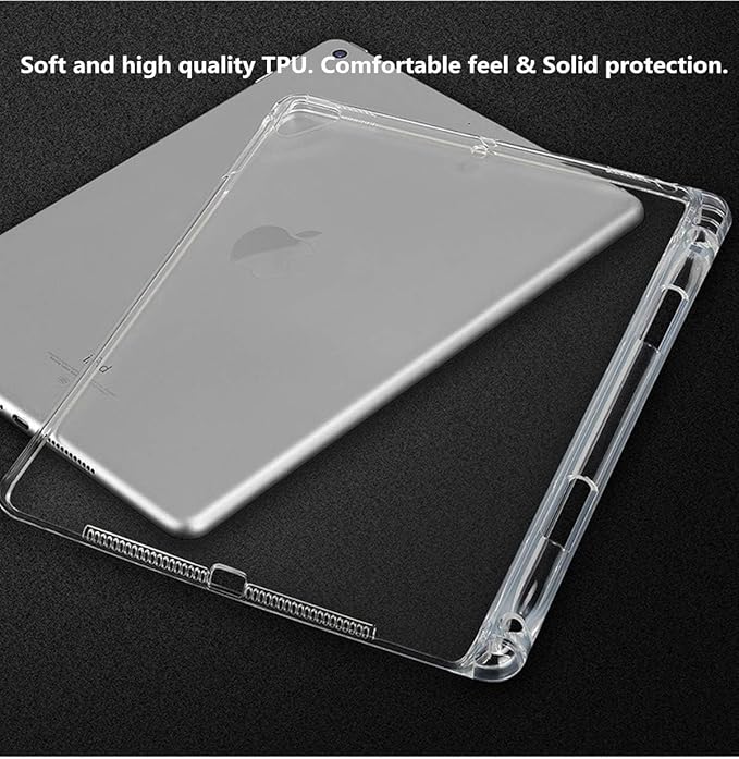 Clear Case for iPad mini 5/4/3/2/1 Cover 7.9" (iPad mini 5th/4th/3rd/2nd/1st Generation) with Pencil Holder Lightweight Crystal Transparent Shockproof Soft TPU Back Protective Shell, Clear