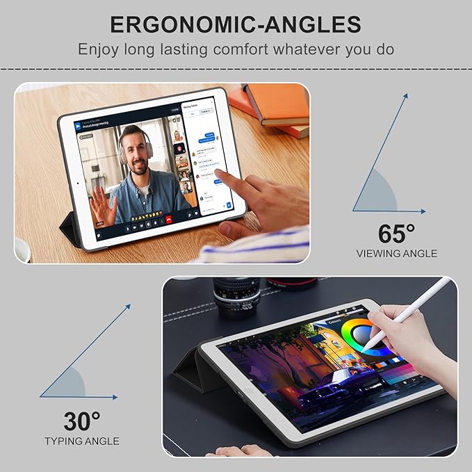 Smart Case for iPad 10.2 Inch 2021/2020/2019, for iPad 9th/8th/7th Generation Without Pencil Holder, Shockproof Cover with Soft TPU Back, Thin& Lightweight, Auto Sleep/Wake, Black