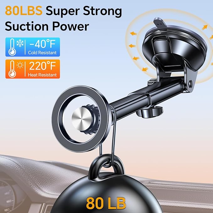 Coolpow for MagSafe Car Mount【Windshield+Vent+Dash】 Magnetic Phone Holder for Car Phone Holder Mount Cell Phone Holders for Your Car Accessories Gifts for Mothers Day Phone Holder for iPhone 17 16 15