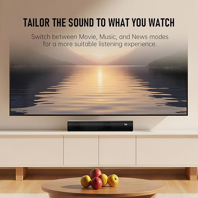 Bluetooth Wireless Surround Sound Bar, Sound Bar Wireless Surround Speakers, HDMI Sounds Bars Smart TV HDMI(ARC) OPT AUX USB 2.0ch 3 Modes Home Theater Sounds System TV/PC/Gaming/Projector, Black