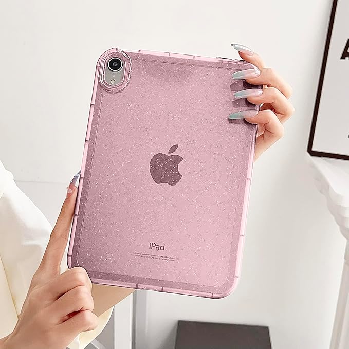 for iPad (A16) 11th Generation Case 11 inch 2025/ iPad 10th Generation 10.9 inch (2022), Glitter Soft TPU Back Shockproof Cover Bling Sparkly Flexible Silicone Lightweight Thin Shell, Pink