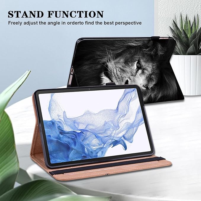Case for iPad Air 11 Inch M4/M3/M2 (2026/2025/2024),iPad Air 5th/4th Generation Case 10.9 Inch 2022/2020, PU Leather Stand Shockproof Cover with Card Slots - Lion