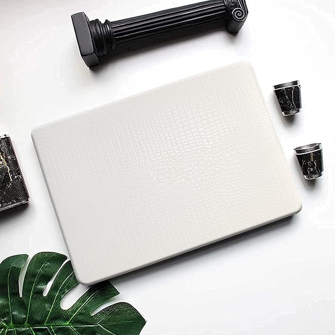 DTangLsm for MacBook Pro 13 inch Case 2025-2016 M2 M1 A2338 A2289 A2251 A2159 A1989 A1706 A1708, Crocodile Skin Alligator PU Leather Hard Shell Cover for MacBook Pro 2020 Case+Keyboard Cover, White