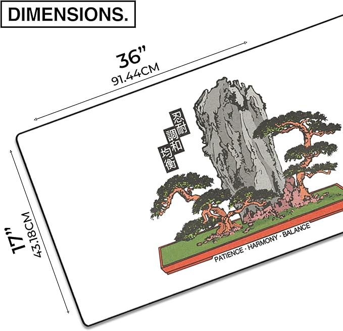 MPCO. Original Large Gaming Desk Mat – 36" x 17" Duraglyde OZGMX Bonsai Full Desk Mouse Pad for Smooth Precision – Non-Slip, Washable Extra-Large PC Mouse Pad for Gaming Sessions