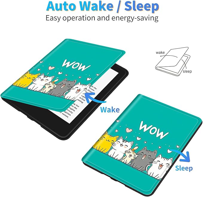 for Amazon Kindle Fire Max 11 (13th Generation, 2023 Release) 11" Tablet Case, Slim Kickstand Stand Leather Smart Cover with Auto Wake/Sleep, Cute Cat