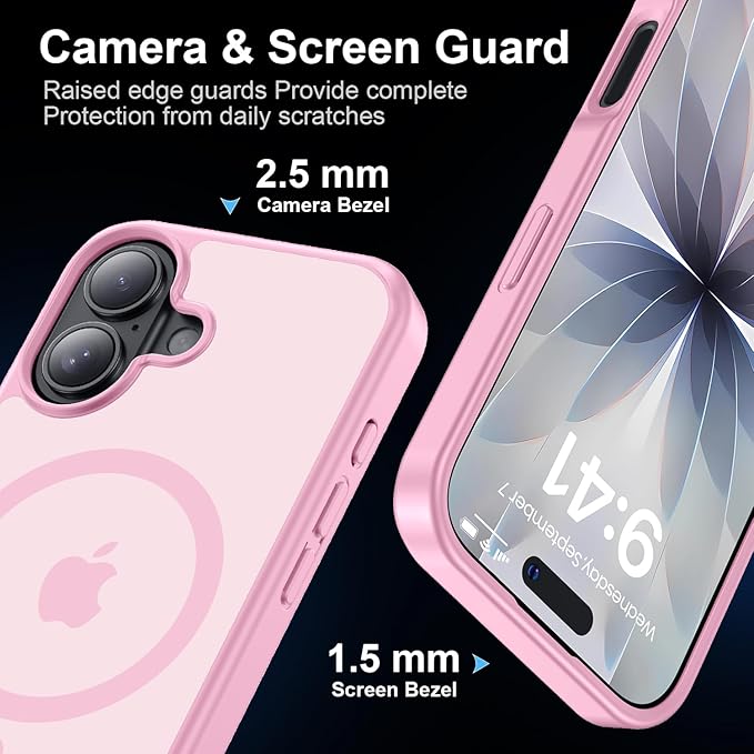 Strong Magnetic for iPhone 17 case [10Ft Military-Grade Protection] Compatible with fit MagSafe Shockproof Slim Thin Cover case for iPhone 17 6.3 inch, Light Pink