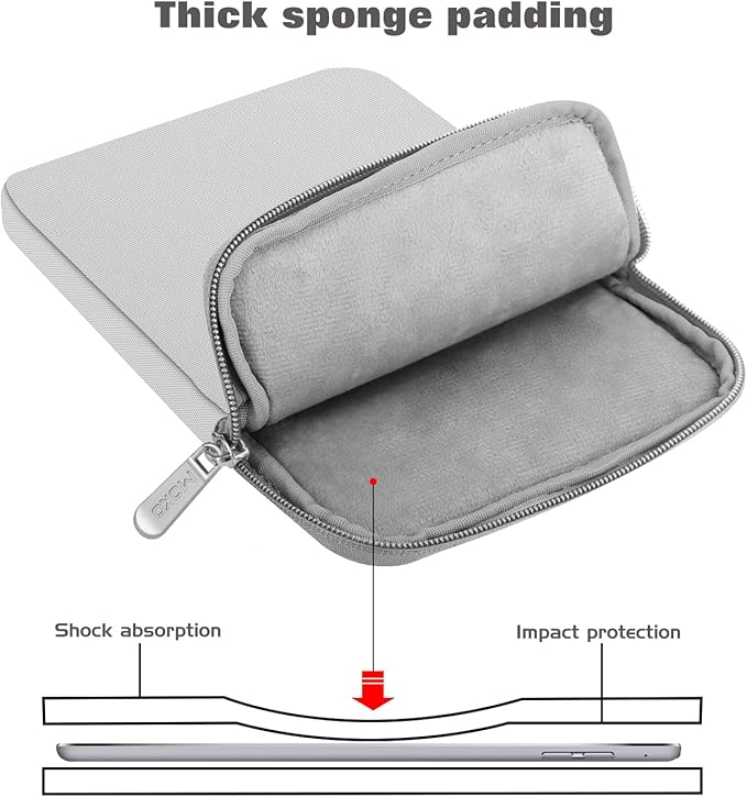 MoKo 9-11 Inch Tablet Sleeve Bag Carrying Case Fits New 11inch iPad Air M4, iPad A16 2025, iPad Pro 11 M4, Air 5/4/3, iPad 10/9/8th Gen, Tab S8/S9 11", Tablet Carrying Case, Gray + White