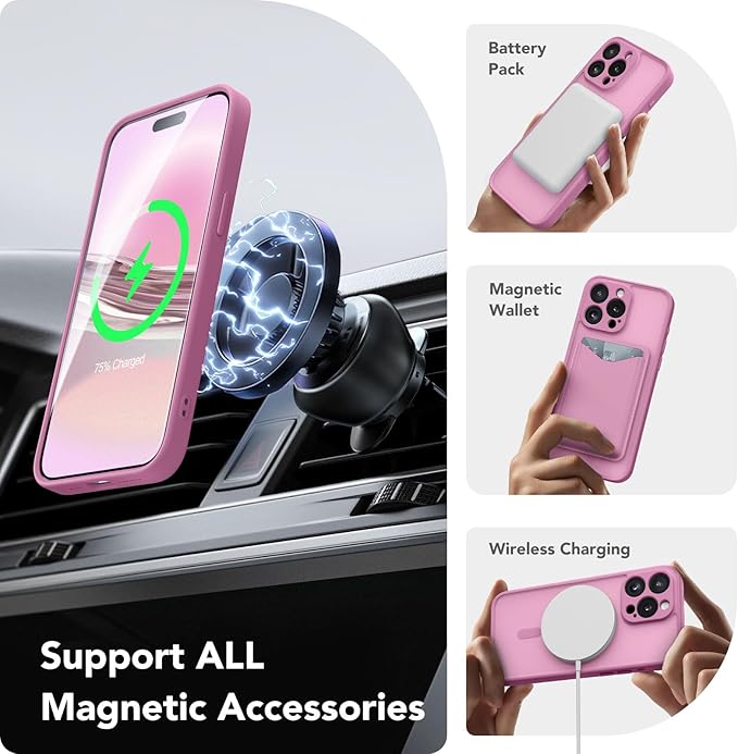 CAPRRO Magnetic for iPhone 13 Pro Max Case, [Compatible with MagSafe] [Full Camera Protection] Shockproof Protective Slim Translucent Matte Phone Case for iPhone 13 Pro Max 6.7'', Grape Purple