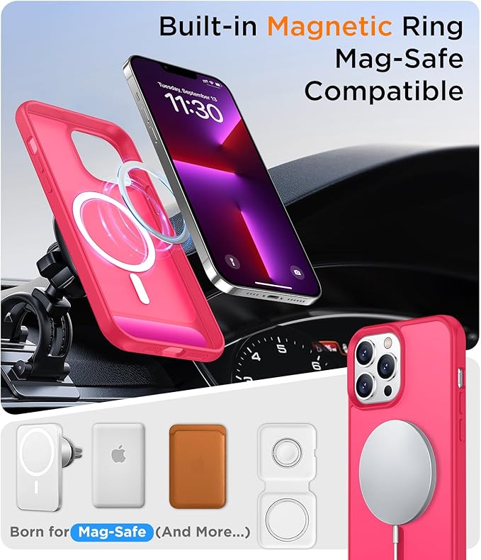 Magnetic Compatible with iPhone 13 Pro Max Case, [Built-in Invisible Kickstand][Compatible with MagSafe][Military Grade Shockproof] Slim Translucent Matte Phone Case for iPhone 13 Pro Max 6.7"