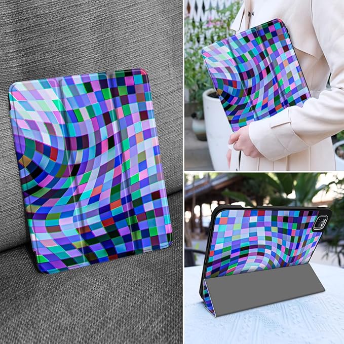 MEEgoodo for iPad Pro 12.9 Case M2 6th/5th/4th/3rd Generation 2022 2021 2020 2018 with Pencil Holder, Tablet Cover with Soft TPU Back Shell, Blue Shades