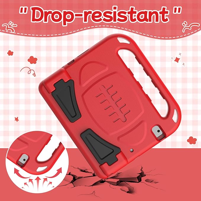BMOUO Kids Case for iPad 9.7 2018/2017/iPad Air 2/1/Pro 9.7-Built-in Screen Protector Shockproof Handle Convertible Stand Case for iPad 9.7 Inch 2018 (6th Generation)/2017 (5th Generation)/Air 2, Red