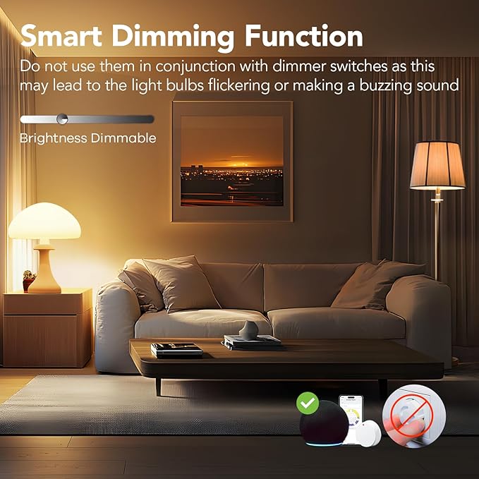 OREiN Matter Smart Light Bulb, ST19(58) Smart Edison Bulbs with Remote Control Work with Apple Home, Alexa, Google Home, SmartThings, 800lm 2700K-6500K Smart Filament Bulb E26 Base 6Pack