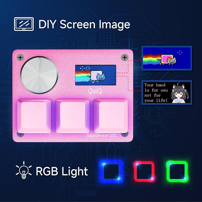 O3C Rapid Trigger Hall Effect Keyboard Suitable for OSU and Geometry Dash Rhythm Game Macro Keypad with Magnetic Linear Switches (Pink, Gateron Jade Pro Green Switch)