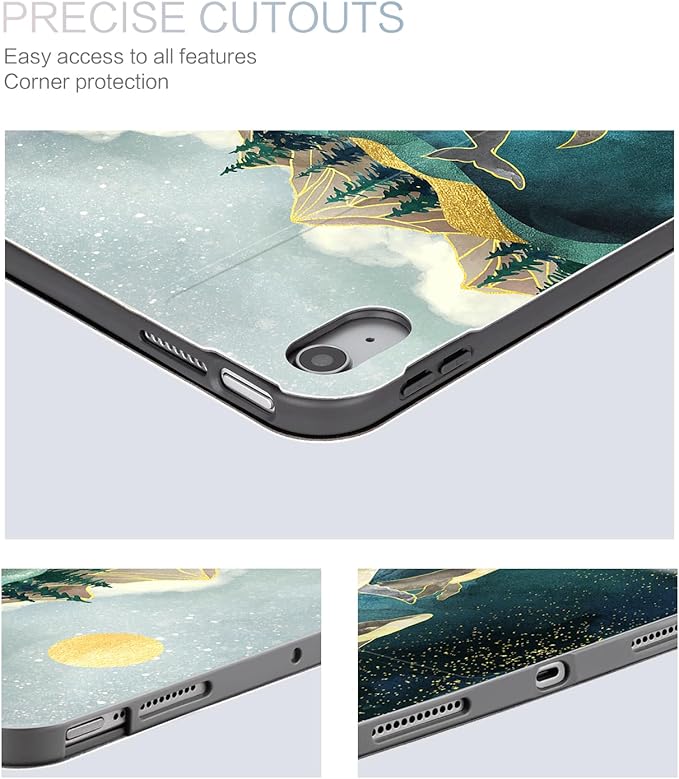 for iPad (A16) 11Th/10Th Generation Case 2025/2022, for iPad Case 11Th/10Th Generation, 10Th/11Th Gen iPadCase Cover Auto Wake/Sleep Multi-Angle Viewing Adjustable Stand, Sea Whales