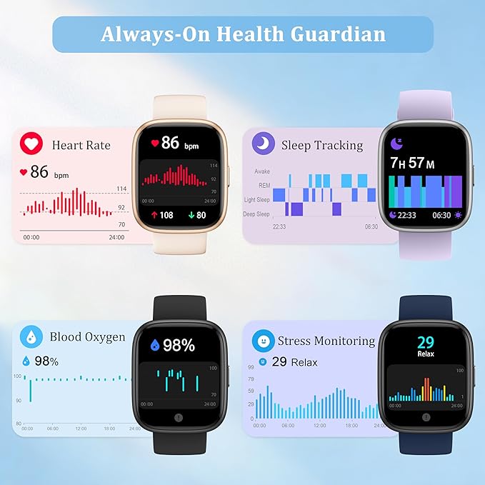 Smart Watch for Women Men, 2026 Upgrade Smartwatch [2 Bands, 44mm case], 1.83" Fitness Tracker Watch Alexa Built-in, Make/Answer Call, HR Sleep Stress Monitor, IP68 Waterproof Step Counter Watch