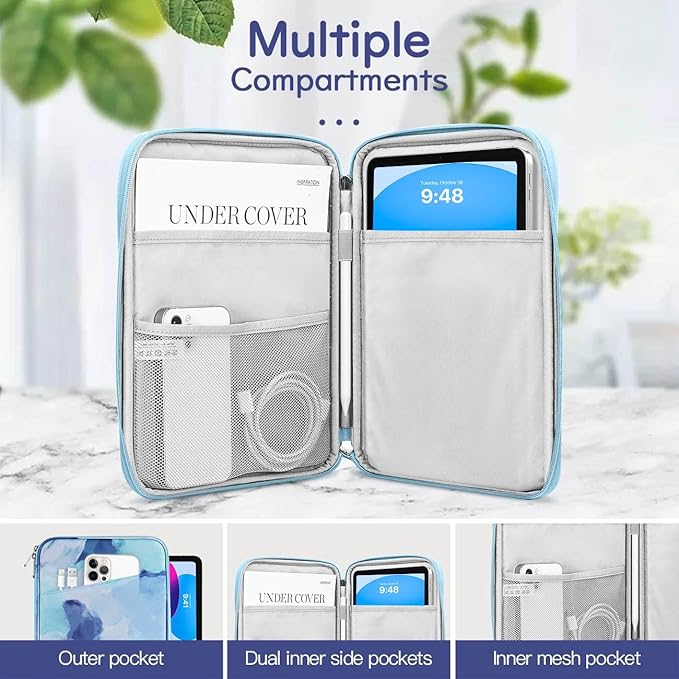 Dadanism 9-11" Tablet Sleeve Bag Carrying Case for iPad (A16) 11th Gen 11", iPad 10th Gen 10.9" Air 5/4, iPad Air M4/Pro 11", iPad 9/8/7th, Galaxy Tab A11+ Plus 11", Remarkable 2 10.3",Graffiti Blue