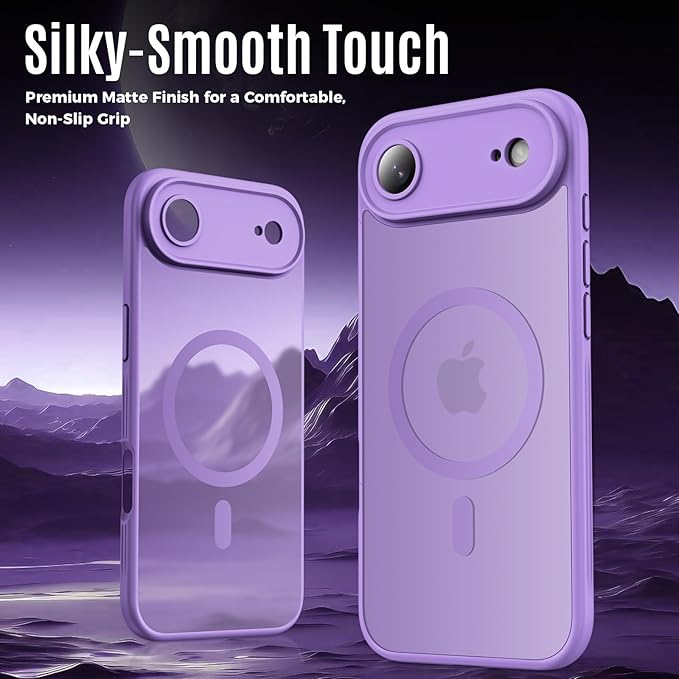 Symcele Designed for iPhone Air Case, Compatible with MagSafe, [Camera Protection] [15FT Military Drop Protection] Shockproof Translucent Matte Anti-Slip Thin Slim Phone Case, 6.5", Light Purple