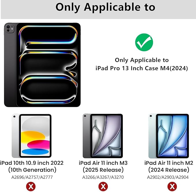 Case for iPad Pro 13 Inch M4(2024) with Multi-Angle Ultra Stable Stand, Built-in Pencil Holder, Duty Shockproof Case, Slim Frosted Protective Kickstand Cover for iPad Pro 13 Case, Black