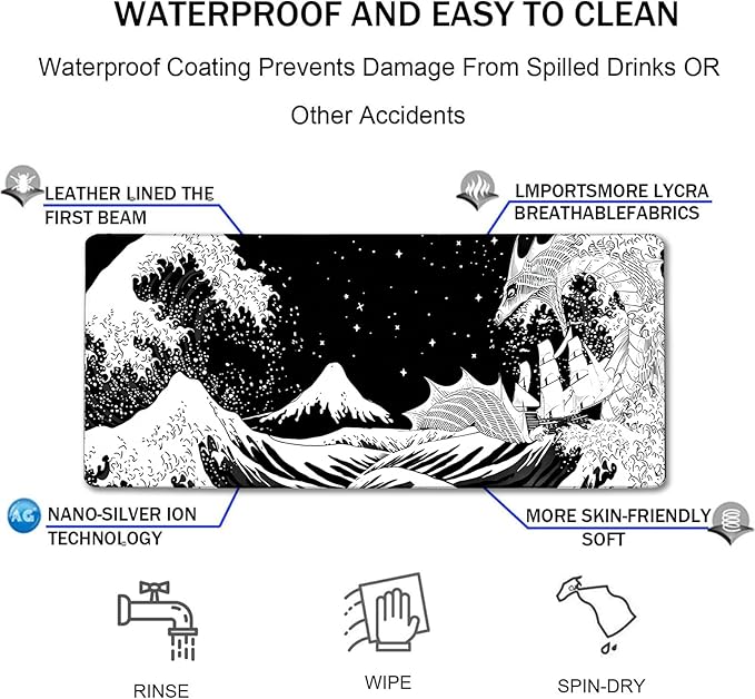 TEDNETGO Extra Large Mouse Pad, Gaming Mouse Pad, Waterproof Extra Large Mousepad with Stitched Edges, Non-Slip Base Keyboard Pad for Gamer, Office & Home, 31.5 x 15.8, Dragon