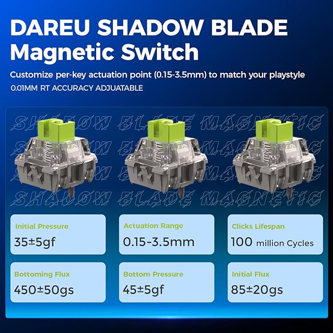 DAREU COOL68 60% Wired Gaming Keyboard, Rapid Trigger Magnetic Switch Keyboard with 8000Hz Polling Rate, Adjustable Actuation, 0.1ms Latency, SOCD, Gasket Mount, Hot swappable, RGB Light