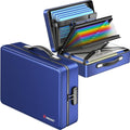 Fireproof Document Box with Fireproof Zipper, Hard Inner Shell Fireproof Document Bag with Lock, Fireproof Water Resistant Important Document Organizer 16 inch Laptop File Briefcase (Blue)