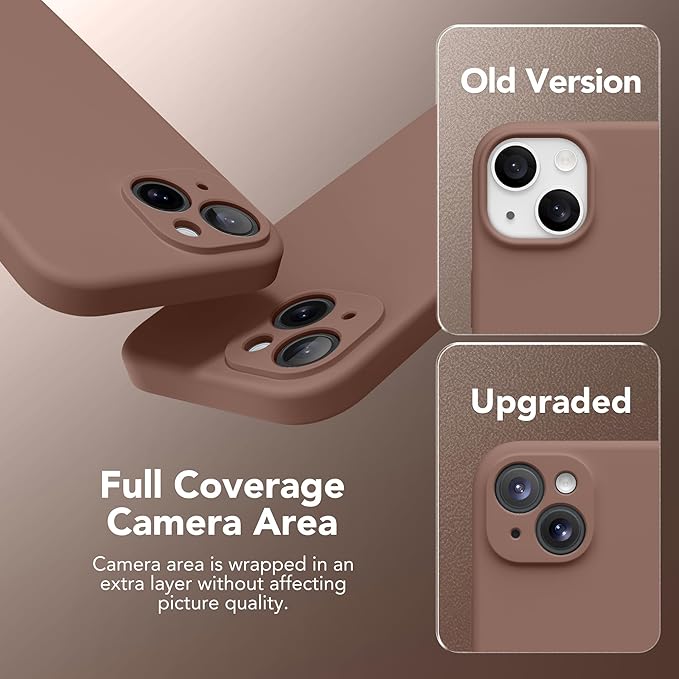 Magnetic for iPhone 14 Case, Compatible with MagSafe, [Full Camera Protection][Screen Protector] Silicone Shockproof Protective Phone Case for iPhone 14 6.1 inch, Brown