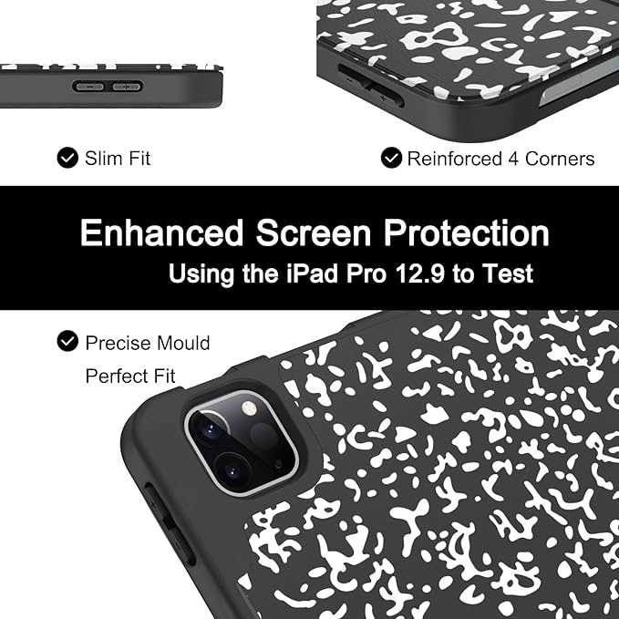 Soke Case for iPad Air 13 Inch (M4/M3/M2,2026-2024), iPad Pro 12.9" 6th/5th Generation with Pencil Holder(2021 2022 Release)-[Apple Pencil Charging + Auto Wake/Sleep] Soft Back Cover, Book Black