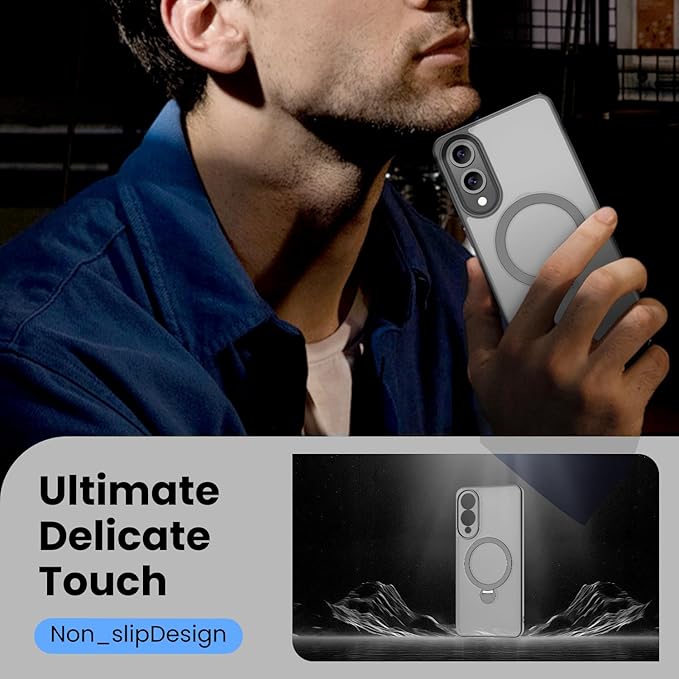 360° Rotatable Stand for Samsung Galaxy S25 Edge Case Magnetic with Screen Protector X1 & Camera Lens Protector*1, Compatible with MagSafe, 16FT Mil-Grade Shockproof for S25 Edge Case 6.2"，Gray