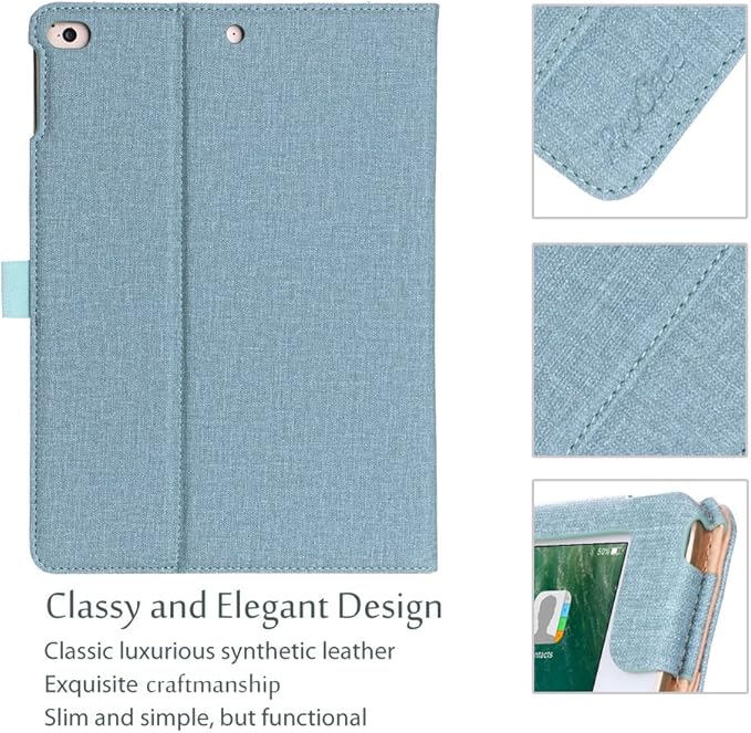 ProCase for iPad 9.7 Inch iPad 6th/5th Generation Case 2018 2017/iPad Air 2/Air 1 Case, Premium Leather Folio Corner Protection Multi-Angle Viewing Stand Cover with Front Pocket Pen Loop -Teal