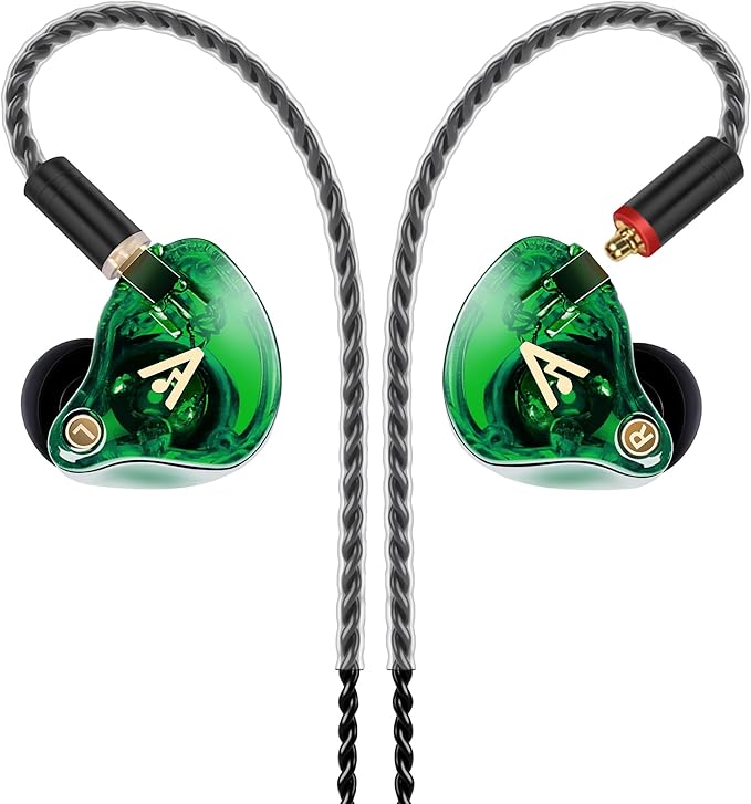 Vibes 202 Wired Earbuds - HiFi in Ear Monitor Headphones – Professional Noise Isolating Ear Buds - Clear Sound, Deep Bass & Comfort-Fit IEM Earphones - MMCX to 3.5mm, Silver Plated Cord, Carrying Case