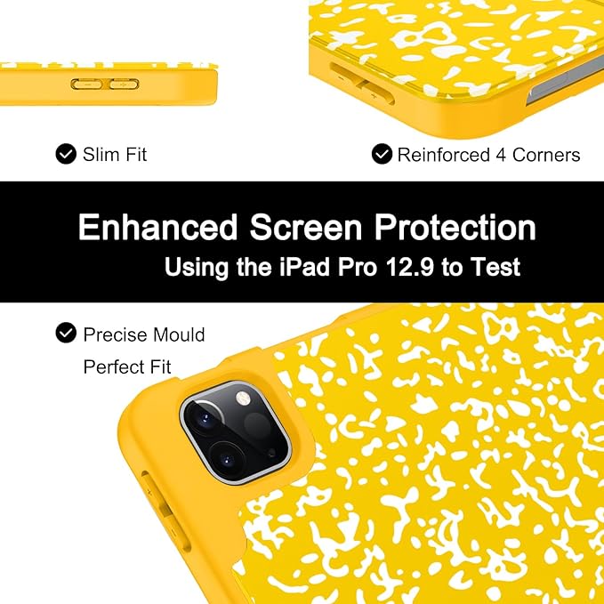 Soke Case for iPad Air 13 Inch (M4/M3/M2,2026-2024), iPad Pro 12.9" 6th/5th Generation with Pencil Holder(2021 2022 Release)-[Apple Pencil Charging + Auto Wake/Sleep] Soft Back Cover, Book Lemon