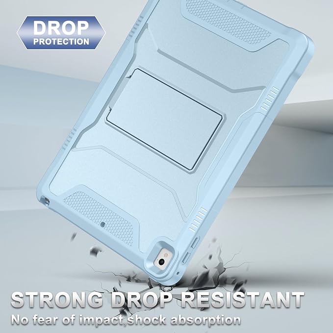Soke Case for iPad 6th/5th Generation 9.7 Inch 2018/2017,with Built-in Screen Protector and Kickstand, Rugged Full-Body Heavy Duty Protective Cover for Apple iPad Air 2 /Pro 9.7 - Ice Blue