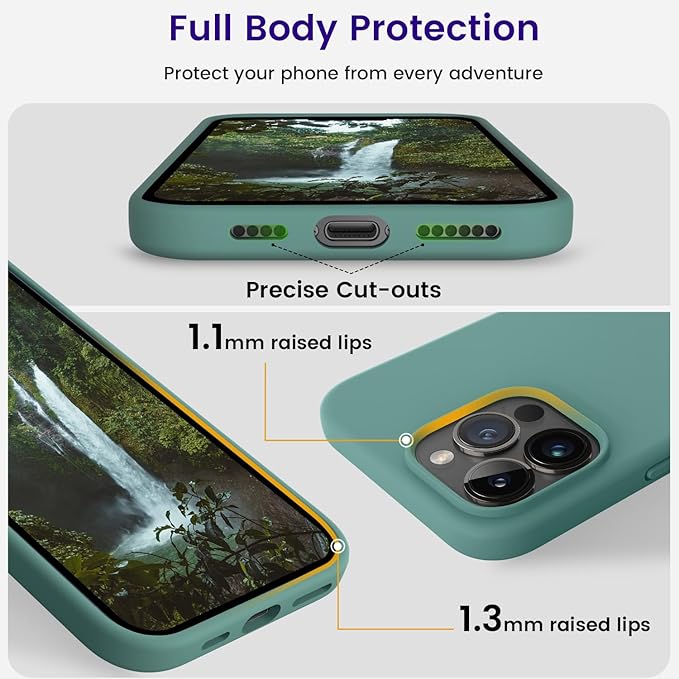 OTOFLY Designed for iPhone 14 Pro Max Phone Case, Silicone Shockproof Slim Thin Phone Case for iPhone 14 ProMax Case 6.7 inch (Pine Green)